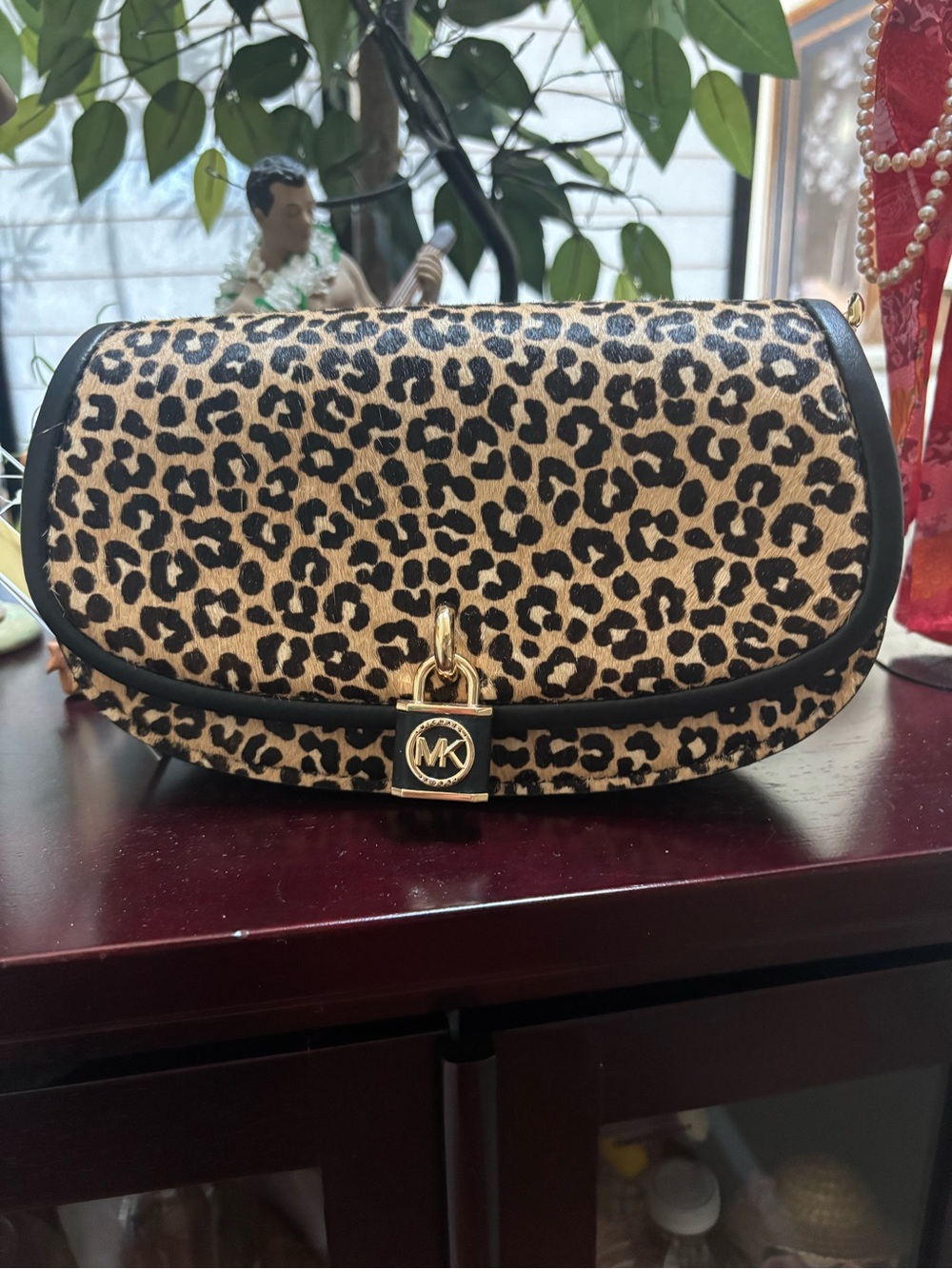 Michael Kors Mila Small Calf Hair East West chain Sling Messenger
